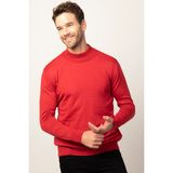 Tudors Erkek Slim Fit Dar Kesim Yarım Balıkçı Yaka Düz Kırmızı Triko Kazak