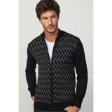 Tudors Erkek Slim Fit Dar Kesim Yarım Balıkçı Yaka Fermuarlı Önü Desenli Hırka,Multi2 S