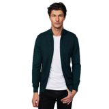 Tudors Erkek Slim Fit Dar Kesim Yarım Balıkçı Yaka Fermuarlı Önü Desenli Yeşil Hırka,Multi M