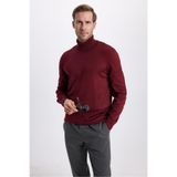 Tudors Erkek Slim Fit Dar Kesim Yumuşak Dokulu Tüylenmeyen Bordo Tam Balıkçı Yaka Triko Kazak