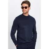 Tudors Erkek Slim Fit Dar Kesim Yumuşak Dokulu Tüylenmeyen Lacivert Yarım Balıkçı Yaka Triko Kazak
