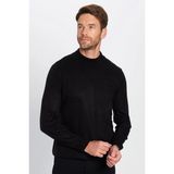 Tudors Erkek Slim Fit Dar Kesim Yumuşak Dokulu Tüylenmeyen Siyah Yarım Balıkçı Yaka Triko Kazak - 3XL