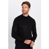 Tudors Erkek Slim Fit Dar Kesim Yumuşak Dokulu Tüylenmeyen Siyah Yarım Balıkçı Yaka Triko Kazak