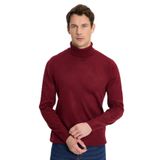 Tudors Erkek Slim Fit Dar Kesim Yumuşak Dokulu Tüylenmeyen Tam Balıkçı Yaka Triko Kazak,Bordo L