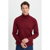 Tudors Erkek Slim Fit Dar Kesim Yumuşak Dokulu Tüylenmeyen Tam Balıkçı Yaka Triko Kazak,Bordo S