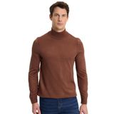 Tudors Erkek Slim Fit Dar Kesim Yumuşak Dokulu Tüylenmeyen Yarım Balıkçı Yaka Triko Kazak,Kahverengi M