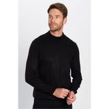 Tudors Erkek Slim Fit Dar Kesim Yumuşak Dokulu Yarım Balıkçı Yaka Triko Kazak, Siyah