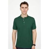 Tudors Erkek Slim Fit Dar Kesim%100 Pamuk Pike Yeşil Hakim Yaka Tişört, S Beden