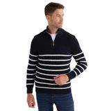 Tudors Erkek Slim Fit Fermuarlı Dik Yaka Çizgili Pamuklu Kazak,Multi Xl