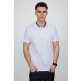 Tudors Erkek Slim Fit Hakim Yaka Pike Pamuk Beyaz Tişört