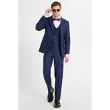 Tudors Erkek Slim Fit Lacivert Esnek Likralı Kumaş Sivri Yaka Yelekli Takım Elbise - 6 Drop - 50