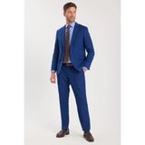 Tudors Erkek Slim Fit Mono Yaka Likralı Esnek Kumaş İndigo Takım Elbise - 44 - 6 Drop