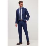 Tudors Erkek Slim Fit Mono Yaka Likralı Esnek Kumaş Koyu Lacivert Takım Elbise