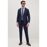 Tudors Erkek Slim Fit Mono Yaka Likralı Esnek Kumaş Lacivert Takım Elbise - 6 Drop - 48