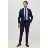 Tudors Erkek Slim Fit Mono Yaka Likralı Esnek Kumaş Lacivert Takım Elbise - 6 Drop - 52