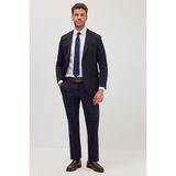 Tudors Erkek Slim Fit Mono Yaka Likralı Esnek Kumaş Lacivert Takım Elbise - 6 Drop - 56