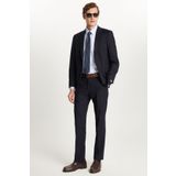 Tudors Erkek Slim Fit Mono Yaka Likralı Esnek Kumaş Lacivert Takım Elbise