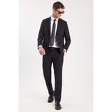 Tudors Erkek Slim Fit Mono Yaka Likralı Esnek Kumaş Siyah Takım Elbise - 44 - 6 Drop
