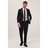 Tudors Erkek Slim Fit Mono Yaka Likralı Esnek Kumaş Siyah Takım Elbise - 6 Drop - 48