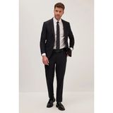 Tudors Erkek Slim Fit Mono Yaka Likralı Esnek Kumaş Siyah Takım Elbise - 6 Drop - 50