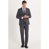 Tudors Erkek Slim Fit Mono Yaka Likralı Esnek Kumaş Takım Elbise,Füme 52