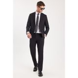 Tudors Erkek Slim Fit Mono Yaka Likralı Esnek Kumaş Takım Elbise,Siyah 44