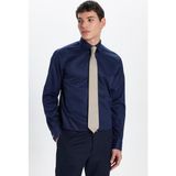 Tudors Erkek Slim Fit Non-Iron Pamuklu Ütü Gerektirmez Lacivert Gömlek - 2XL