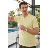 Tudors Erkek Slim Fit Polo Yaka Kısa Kollu%100 Pamuk Sarı Tişört