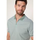 Tudors Erkek Slim Fit Polo Yaka T-shirt, Fermuar Detaylı, Mint, M Beden