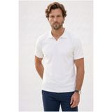 Tudors Erkek Slim Fit Polo Yaka T-shirt, Kısa Kollu, Pamuklu, Ekru, M Beden