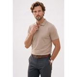 Tudors Erkek Slim Fit Polo Yaka T-shirt, Kısa Kollu, Yarım Fermuarlı, Ekstra Soft Modal Kumaş, Bej, XL