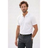 Tudors Erkek Slim Fit Polo Yaka T-shirt, Kısa Kollu, Yarım Fermuarlı, Ekstra Soft Modal Kumaş, Beyaz, XL