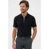 Tudors Erkek Slim Fit Polo Yaka T-shirt, Kısa Kollu, Yarım Fermuarlı, Ekstra Soft Modal Kumaş, Siyah, S Beden
