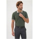 Tudors Erkek Slim Fit Polo Yaka T-shirt, Kısa Kollu, Yarım Fermuarlı,%100 Pamuk, Yeşil, L Beden