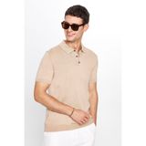 Tudors Erkek Slim Fit Polo Yaka T-shirt, Pamuklu Örme Triko, Taş, XL