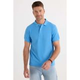Tudors Erkek Slim Fit Polo Yaka T-shirt, Premium%100 Pamuk, Merserize, Mavi, L Beden