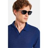 Tudors Erkek Slim Fit Polo Yaka T-shirt, Viskon Kumaş, Desenli Pike, Lacivert, L Beden