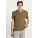 Tudors Erkek Slim Fit Polo Yaka T-shirt, Viskon Kumaş, Pike Dokuma, Haki, M Beden