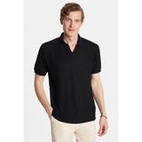Tudors Erkek Slim Fit Polo Yaka T-shirt, Viskon Kumaş, Pike Dokuma, Siyah, S Beden