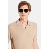 Tudors Erkek Slim Fit Polo Yaka T-shirt, Viskon Kumaş, Pike Dokuma, Vizon, L Beden