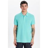 Tudors Erkek Slim Fit Polo Yaka T-shirt,%100 Pamuk, Aqua Yeşili, M Beden
