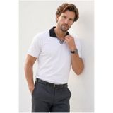 Tudors Erkek Slim Fit Polo Yaka T-shirt,%100 Pamuk, Beyaz, 2XL