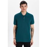 Tudors Erkek Slim Fit Polo Yaka T-shirt,%100 Pamuk, Çam Yeşili, S Beden