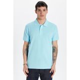 Tudors Erkek Slim Fit Polo Yaka T-shirt,%100 Pamuk, Deniz Mavisi, M Beden