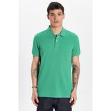 Tudors Erkek Slim Fit Polo Yaka T-shirt,%100 Pamuk, İlkbahar Yeşili, XL