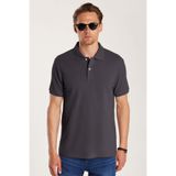 Tudors Erkek Slim Fit Polo Yaka T-shirt,%100 Pamuk, Kısa Kollu, Antrasit, M Beden
