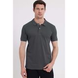 Tudors Erkek Slim Fit Polo Yaka T-shirt,%100 Pamuk, Kısa Kollu, Antrasit