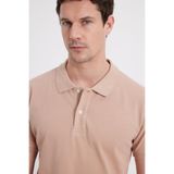 Tudors Erkek Slim Fit Polo Yaka T-shirt,%100 Pamuk, Kısa Kollu, Bej, 2XL
