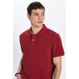 Tudors Erkek Slim Fit Polo Yaka T-shirt,%100 Pamuk, Kısa Kollu, Bordo, S Beden