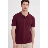 Tudors Erkek Slim Fit Polo Yaka T-shirt,%100 Pamuk, Kısa Kollu, Bordo